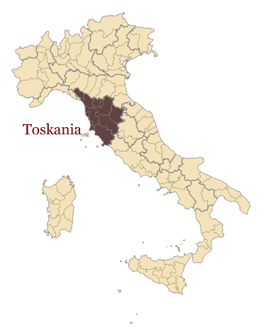 Mapa włoch - region Toskanii